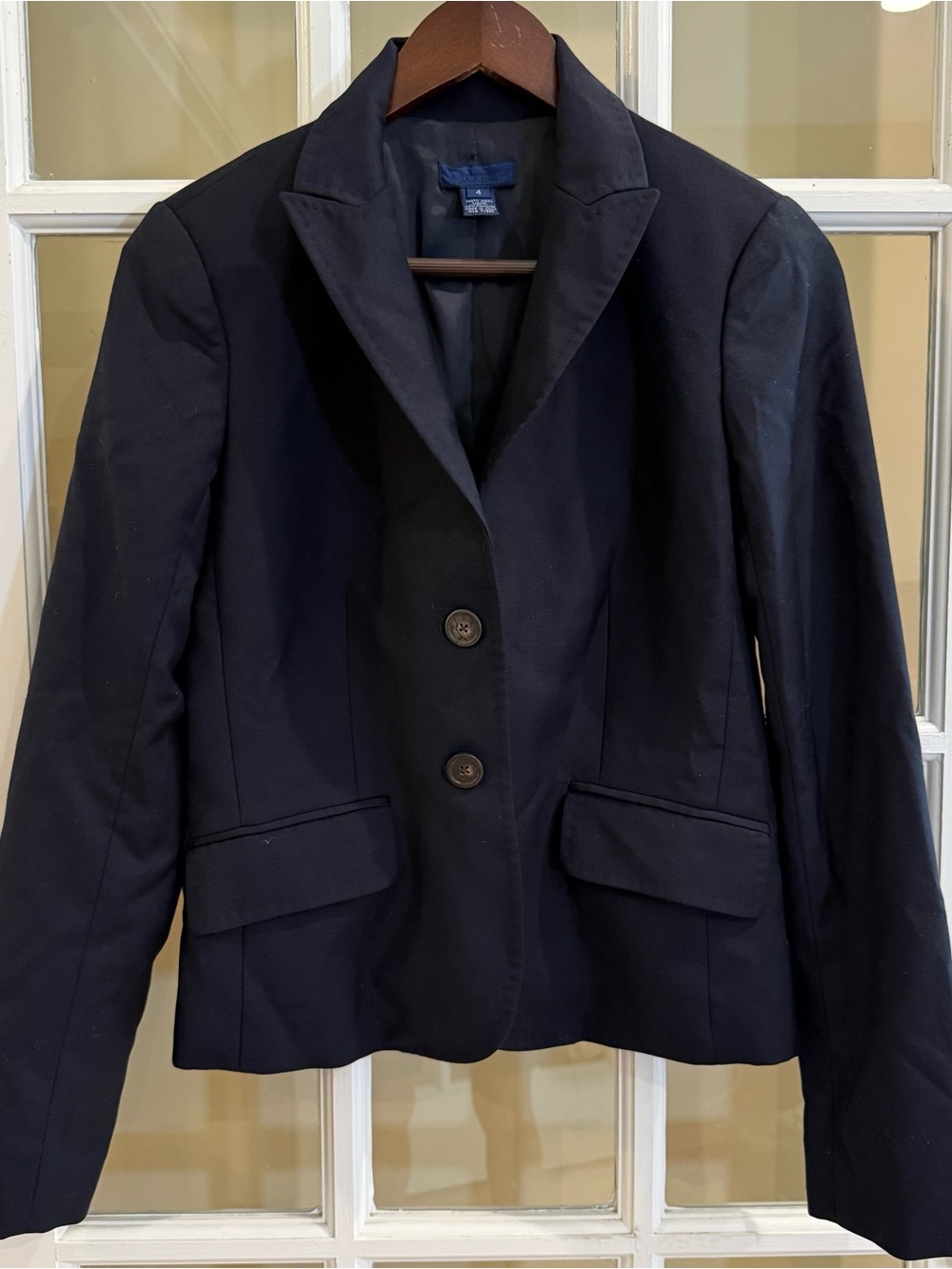 J. Crew Super 120s Black Blazer 100 Wool Women Size 4